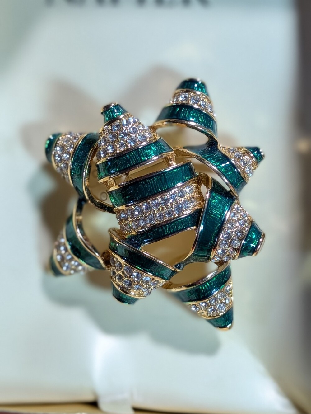 Napier Emerald Green Ribbon Brooch